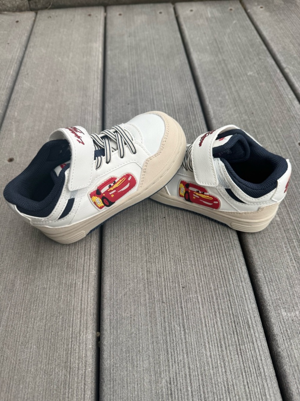Zara White Navy Kids Sneakers with Red Car Accent (Lightning McQueen) - Picture 5 of 6